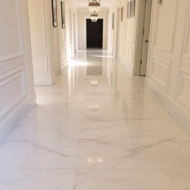 Polished marble floors