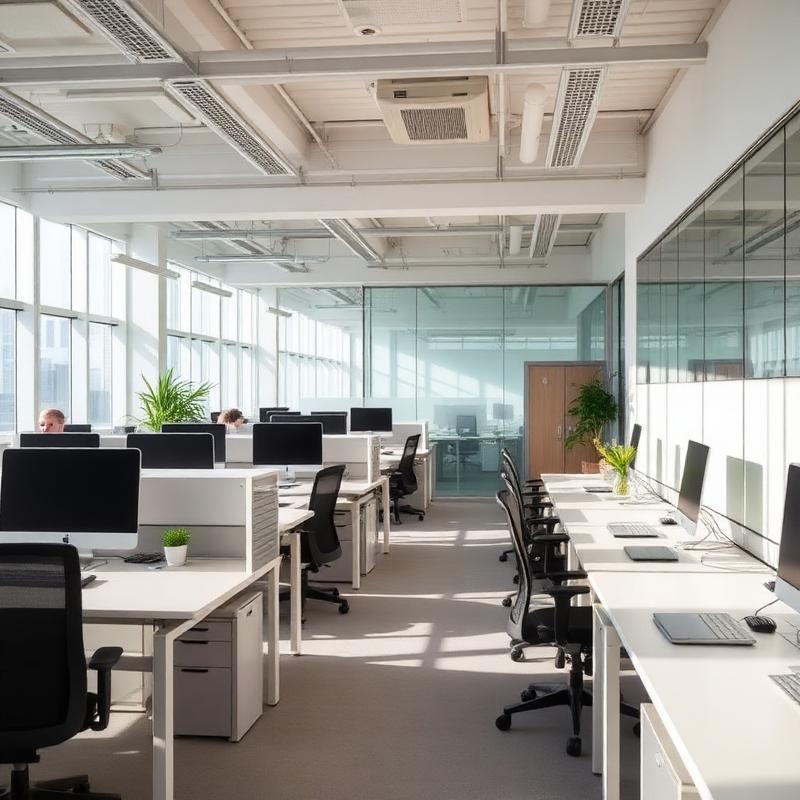 Tidy office workspace after commercial cleaning